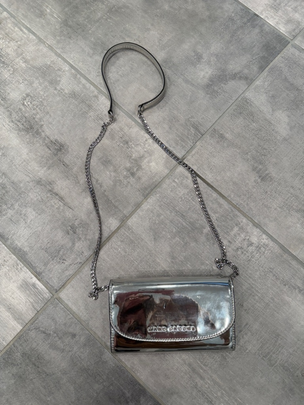 Marc Jacobs Silver Mirror Chain Crossbody Bag
